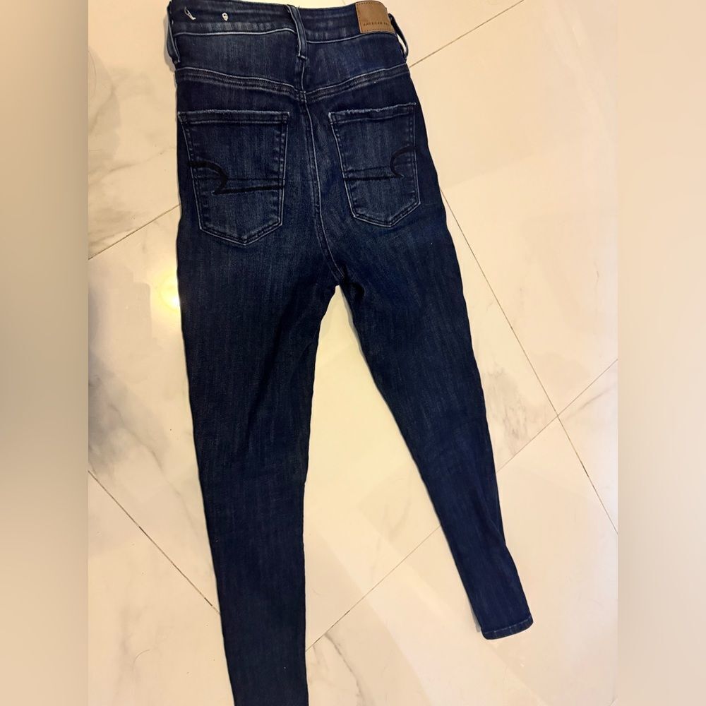 American Eagle Outfitters Blue Skinny Jeans with Distressed Details #11